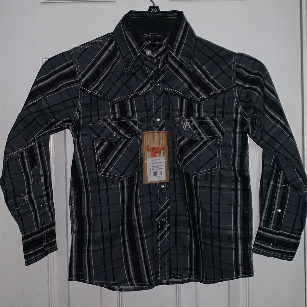 Boys plaid button up collard shirt